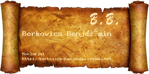 Berkovics Benjámin névjegykártya