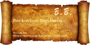 Berkovics Benjámin névjegykártya